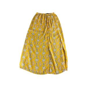 Happening In The Present Yellow Ikat Diamond Print Maxi Skirt Elastic Waist Slit